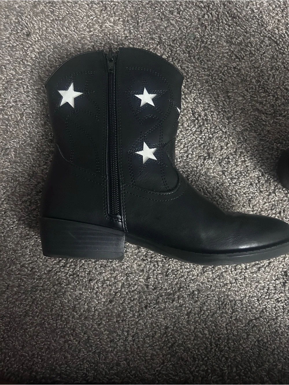 wonder nation Black Kids Western Boots with White Star Accents